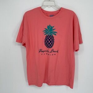 Alvin's Island Men's Pink Pineapple Pensacola Beach Graphic Tee T-Shirt Size L